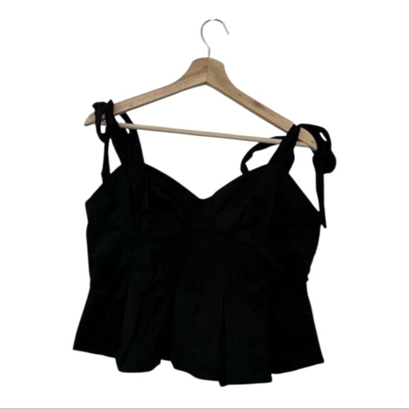 Hyacinth House Ophelia Bustier Top Black Size XXL NWT Cotton Peplum Tie Straps - Picture 6 of 9